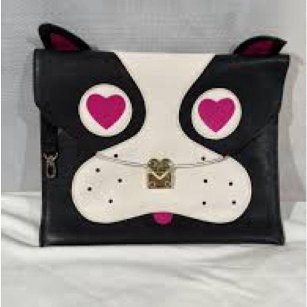 Betsey Johnson Black and White Pug Face Dog Clutch